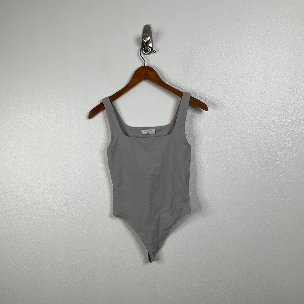 Babaton Gray Square Neck Bodysuit Size Small